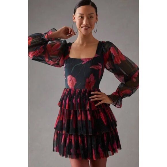 Hutch Black and Red Floral Mini Dress - Picture 3 of 16